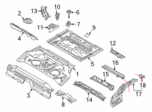 2016 Nissan Juke Rear Body - Floor & Rails Floor-Rear, Rear Side RH Diagram for 74533-1KD0A