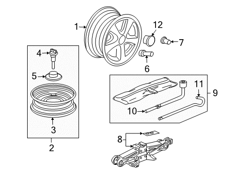 2005 Honda Accord Wheels, Covers & Trim Disk, Aluminum Wheel (16X6 1/2Jj) Diagram for 42700-SDR-A93