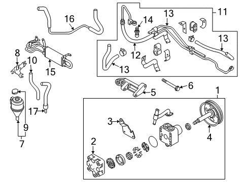 2004 Infiniti FX45 P/S Pump & Hoses, Steering Gear & Linkage Power Steering Pump Assembly Diagram for 49110-CG000