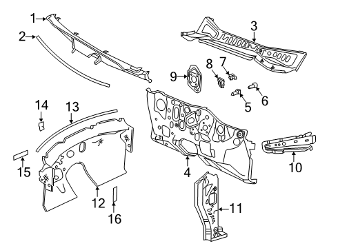 2019 Infiniti QX50 Cowl Insulator-Dash Trim Diagram for 66394-5NA0A