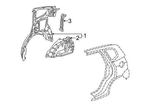 2010 Honda Fit Inner Structure - Quarter Panel Wheelhouse, R. RR. Diagram for 64330-TF0-G00ZZ