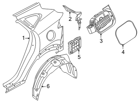 2022 Hyundai Tucson Quarter Panel & Components HOUSING-FUEL FILLER DR Diagram for 81595-CW000