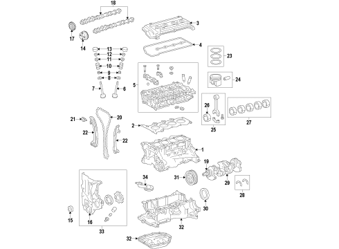 2012 Toyota Prius C Engine Parts, Mounts, Cylinder Head & Valves, Camshaft & Timing, Oil Pan, Oil Pump, Crankshaft & Bearings, Pistons, Rings & Bearings, Variable Valve Timing Cylinder Block Diagram for 11401-80804