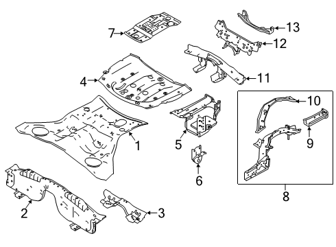 2015 Infiniti Q50 Rear Body - Floor & Rails Hook-Rear Tie Down Diagram for 51150-CA000