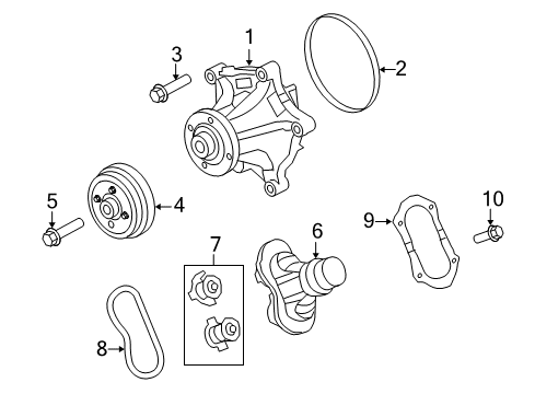 2008 Ford F-350 Super Duty Water Pump Pulley Diagram for 8C3Z-8509-A
