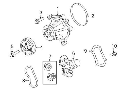 2008 Ford F-350 Super Duty Water Pump Seal Bolt Diagram for -W300014