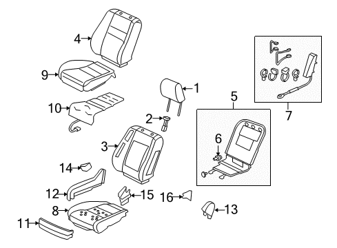 2010 Acura RL Front Seat Components Cover Set, Passenger Side Trim (Type A) (Side Airbag) (Leather) (Black) Diagram for 04811-SJA-A12ZF
