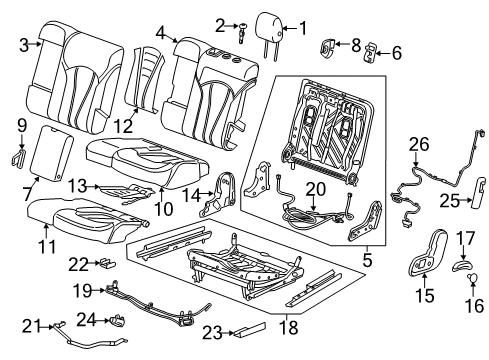 2020 Buick Envision Rear Seat Components Seat Back Pad Diagram for 23372958