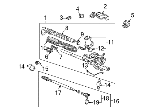 2004 Honda Civic Steering Gear & Linkage Rack Assembly, Power Steering Diagram for 53606-S5B-A52