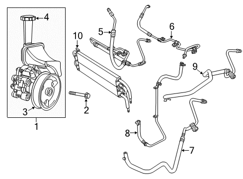 2014 Jeep Grand Cherokee P/S Pump & Hoses, Steering Gear & Linkage Cooler-Power Steering Diagram for 5181674AD