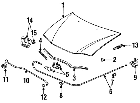 1997 Honda Accord Hood & Components Lock Assembly, Hood Diagram for 74120-SY1-A01