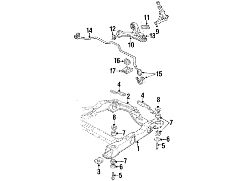 1995 Chevrolet Lumina APV Front Suspension Components, Lower Control Arm, Stabilizer Bar Steering Knuckle Diagram for 18060603