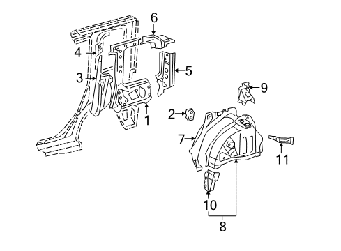 Diagram for 2006 Scion xB Inner Structure - Quarter Panel 