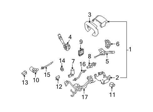 2006 Cadillac STS Shroud, Switches & Levers Sensor Asm, Steering Column Telescope Position Diagram for 89060602