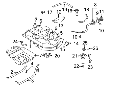 2002 Kia Rio Filters Pipe Assembly-Filler Diagram for 0K32A42210F