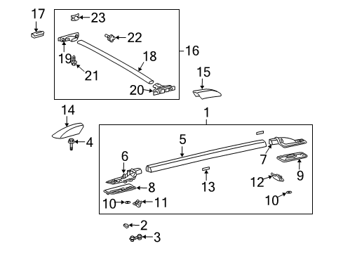 2008 Toyota 4Runner Luggage Carrier Side Rail Bolt Diagram for 63230-42010