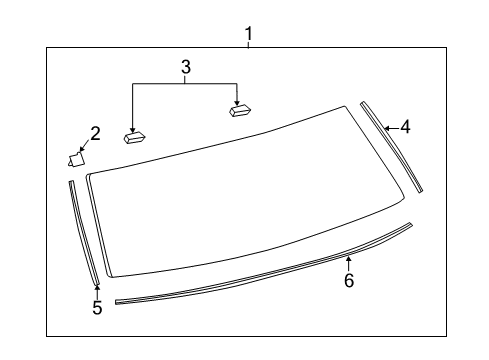 2015 Lexus CT200h Lift Gate - Glass & Hardware MOULDING, Back Window Diagram for 75573-76010