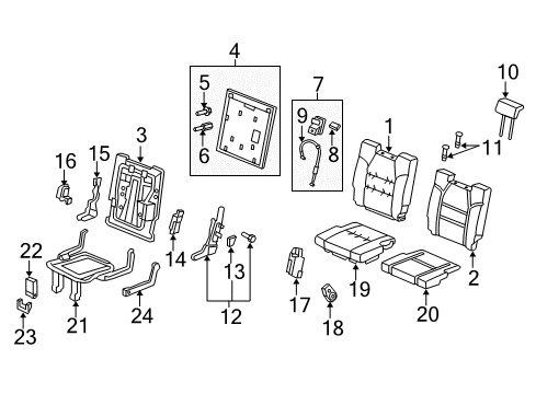 2013 Acura MDX Third Row Seats Pad Complete R Rear Back Diagram for 82122-STX-L01