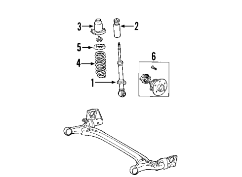 2005 Pontiac Vibe Rear Axle, Stabilizer Bar, Suspension Components Rear Wheel Bearing (W/ Bearing) Diagram for 88970097