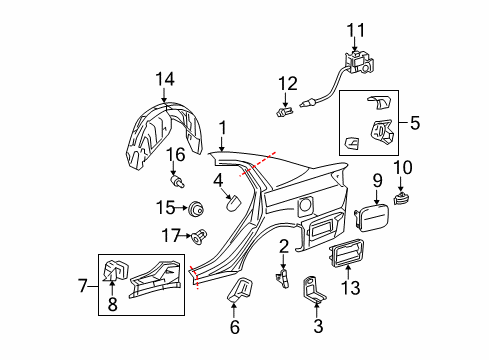 2012 Toyota Avalon Quarter Panel & Components Fuel Door Spring Diagram for 77360-53010