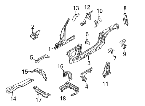 2006 BMW Z4 Pillar & Side Panels Bracket For Shifting Arm Bearing Diagram for 41128246251