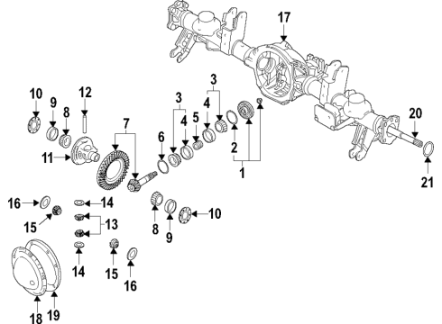 2021 Ram 2500 Rear Axle, Differential, Propeller Shaft Differential Diagram for 68455358AA