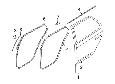 2009 Kia Rondo Rear Door WEATHERSTRIP Assembly-Rear Door Belt Diagram for 832201D000