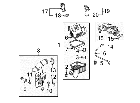 2010 Chevrolet Equinox Air Intake Air Cleaner Assembly Diagram for 84040483