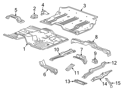 2017 Cadillac Escalade Pillars, Rocker & Floor - Floor & Rails Center Floor Pan Diagram for 23491833