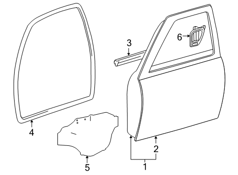 2007 Toyota Tacoma Front Door Door Shell Diagram for 67001-04161