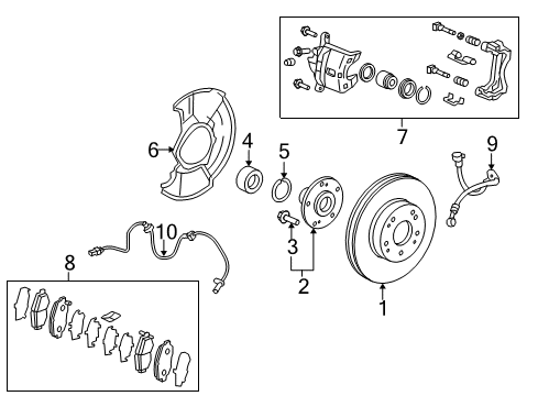 2013 Acura ILX Anti-Lock Brakes Hose Set, Left Front Brake Diagram for 01465-TX6-A01