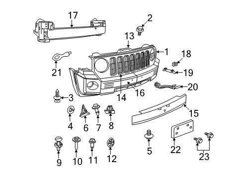 2010 Jeep Patriot Front Bumper Screw-Tapping Pan Head Diagram for 6104610AA