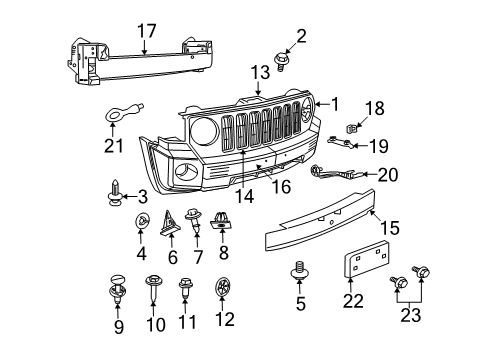 2010 Jeep Patriot Front Bumper Push Pin-Push Diagram for 5116530AA