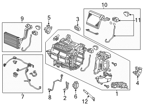 2013 Honda Civic Heater Core & Control Valve Sub-Harness, Air Conditioner Diagram for 80650-TR2-A40