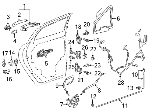 2022 Chevrolet Traverse Lock & Hardware Upper Hinge Diagram for 20986576