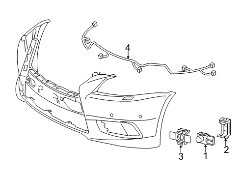 2017 Lexus LS460 Front Bumper Sensor, Ultrasonic Diagram for 89341-50060-J3