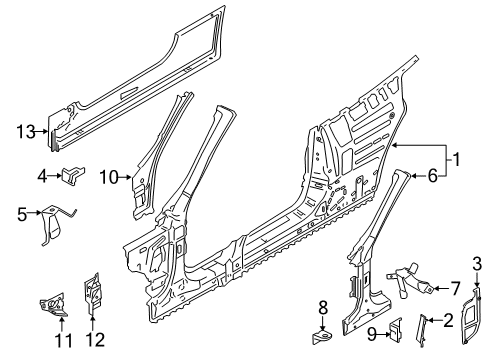 2016 BMW 428i Hinge Pillar, Rocker, Uniside Holder, Washer Fluid Reservoir, Bottom Diagram for 41007347367