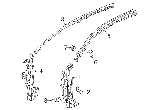2019 Honda CR-V Hinge Pillar Pillar, L. FR. (Upper) (Inner) Diagram for 64520-TLA-315ZZ