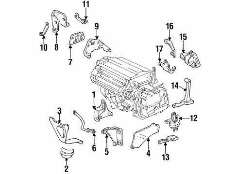 1997 Oldsmobile Aurora Engine & Trans Mounting Bracket-Trans Mount Diagram for 22112238
