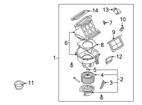 2003 Nissan Xterra Blower Motor & Fan Air Intake Box Actuator Diagram for 27740-4B000