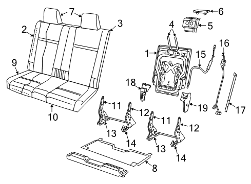 2011 Dodge Journey Rear Seat Components Rear Seat Back Cover Diagram for 1UN37DW1AA