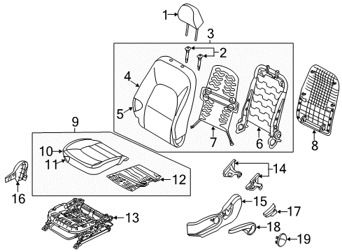 2016 Kia Rio Driver Seat Components Back Assembly-Front Seat Driver Diagram for 883001WEW0BGQ