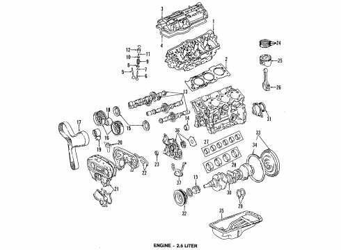 1990 Lexus ES250 Engine Parts, Mounts, Cylinder Head & Valves, Camshaft & Timing, Oil Pan, Oil Pump, Crankshaft & Bearings, Pistons, Rings & Bearings Bracket, Engine Mounting Control Diagram for 12313-62010