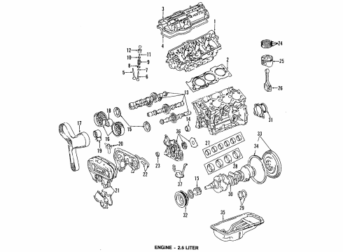 1990 Lexus ES250 Engine Parts, Mounts, Cylinder Head & Valves, Camshaft & Timing, Oil Pan, Oil Pump, Crankshaft & Bearings, Pistons, Rings & Bearings Bracket, Engine Mounting, LH(For Transverse Engine) Diagram for 12325-62020