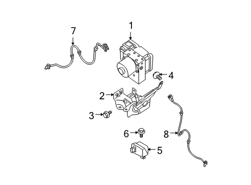 2010 Nissan Titan ABS Components Anti Skid Actuator Assembly Diagram for 47660-ZH111