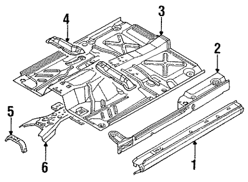 1996 Nissan Pickup Rocker, Floor Front Floor-Kc Diagram for 74312-1S730