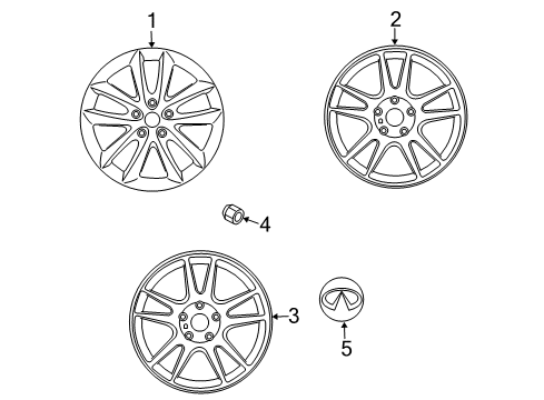 2008 Infiniti G35 Wheels, Covers & Trim Rear Wheel Rim Diagram for D0300-JK310
