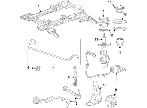 2021 Cadillac CT4 Front Suspension Components, Lower Control Arm, Ride Control, Stabilizer Bar Stabilizer Bar Diagram for 84775158