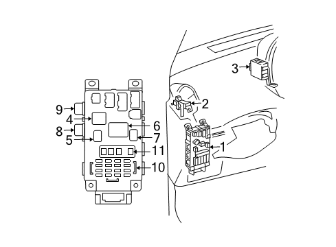 2004 Scion xB Powertrain Control Fuse & Relay Box Diagram for 82732-52040