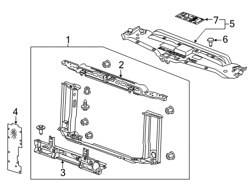 2019 Chevrolet Silverado 3500 HD Radiator Support Radiator Support Diagram for 84523027